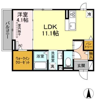PLUM V(1LDK/2階)の間取り写真