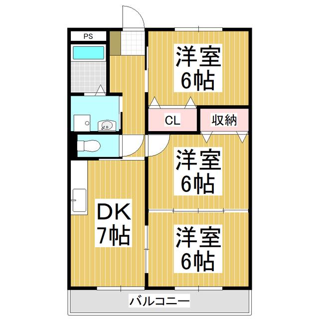 ワイエスハイツ東(3DK/1階)の間取り写真