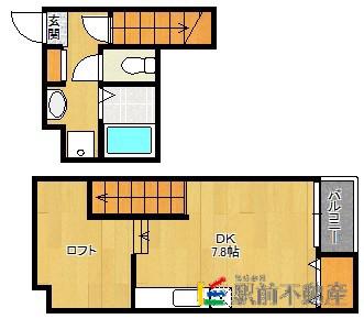 ピコロ九産大I(ワンルーム/1階)の間取り写真