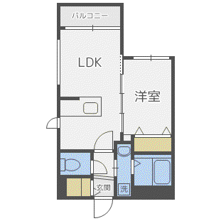 J-ECOA南郷17丁目(1LDK/2階)の間取り写真