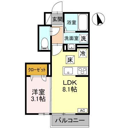 トリシアルミエール(1LDK/1階)の間取り写真