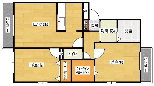 ハイドゥ伴III(2LDK/1階)の間取り写真