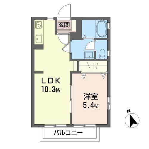 ディアス中央公園A(1LDK/2階)の間取り写真