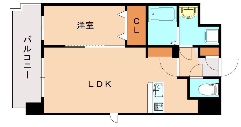 レブリアント福岡東(1LDK/6階)の間取り写真