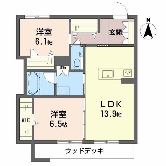 リーベン メーア(2LDK/1階)の間取り写真