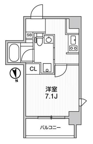 ライトハウス元浅草(1K/8階)の間取り写真