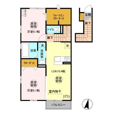 D-ROOM中根(2LDK/2階)の間取り写真