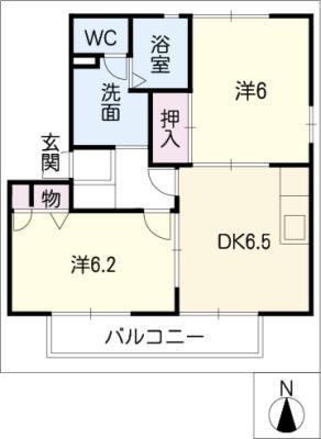 ソシア大宮C棟(2DK/2階)の間取り写真