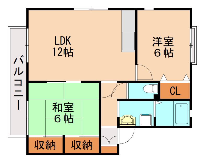ヴリエN(2LDK/2階)の間取り写真