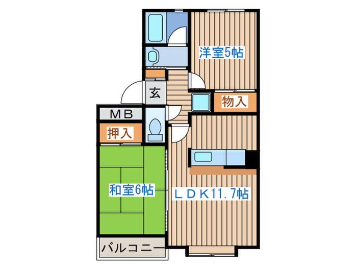 BAY LEAF HILLS(2LDK/1階)の間取り写真