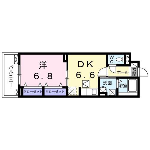 プレッソ・ロートIII(1DK/1階)の間取り写真