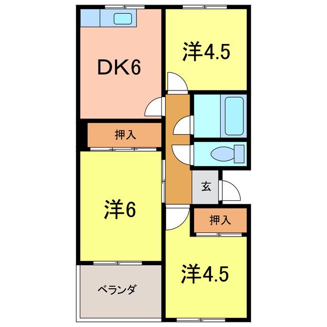 ホワイトコート米津(3DK/2階)の間取り写真