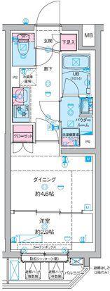 GENOVIA竹ノ塚(1DK/1階)の間取り写真