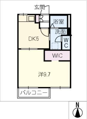 ハリープラザ三陽F棟(1DK/2階)の間取り写真