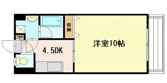 松尾ビル皆実(1DK/6階)の間取り写真