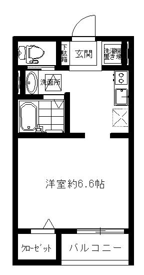 柏座ラグラス(1K/1階)の間取り写真