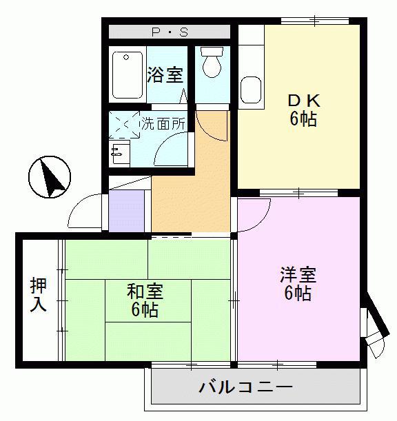 カーサフェリスII(2DK/1階)の間取り写真