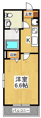 ソルロス船橋(1K/1階)の間取り写真