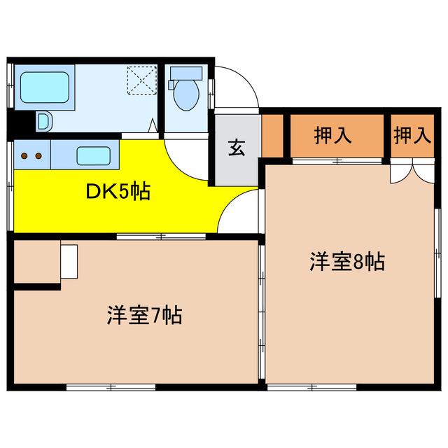 堤アパート(2K/2階)の間取り写真