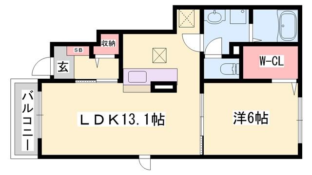 クオーレI(1LDK/1階)の間取り写真