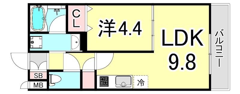 ヴィラージュM(1LDK/3階)の間取り写真