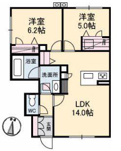 ミラベル古江(2LDK/1階)の間取り写真