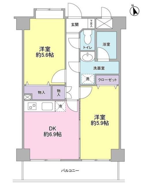 エクレール上池台(2DK/6階)の間取り写真