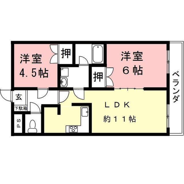 ナガラアンクレー(2LDK/2階)の間取り写真