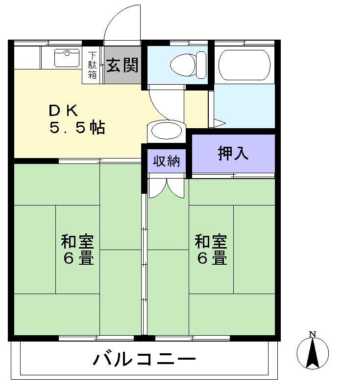 マイハイム(2DK/2階)の間取り写真