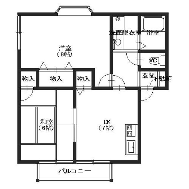 ハイカムール司(2DK/2階)の間取り写真