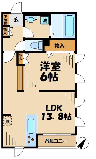 カンタービレ(1LDK/2階)の間取り写真