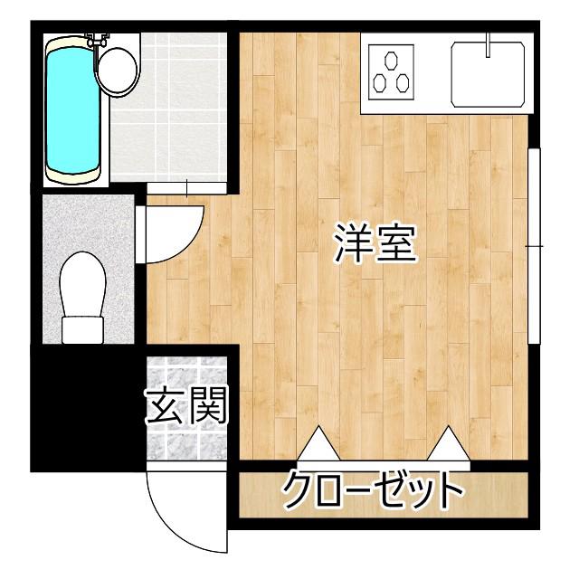 ライズコート(ワンルーム/3階)の間取り写真