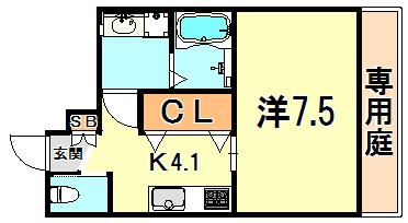 パロス須磨離宮公園(1K/1階)の間取り写真