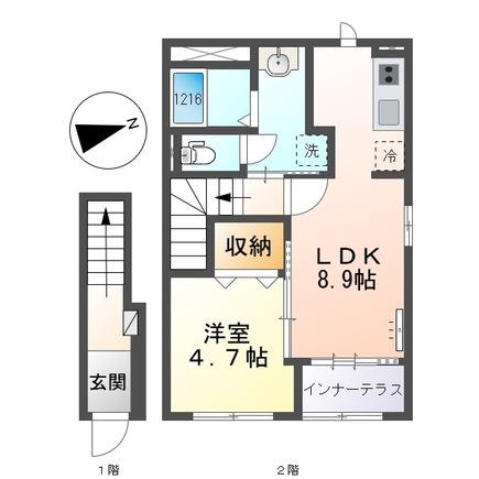 RH 柳川(1LDK/2階)の間取り写真