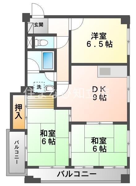 第二大嶽ビル(3DK/8階)の間取り写真