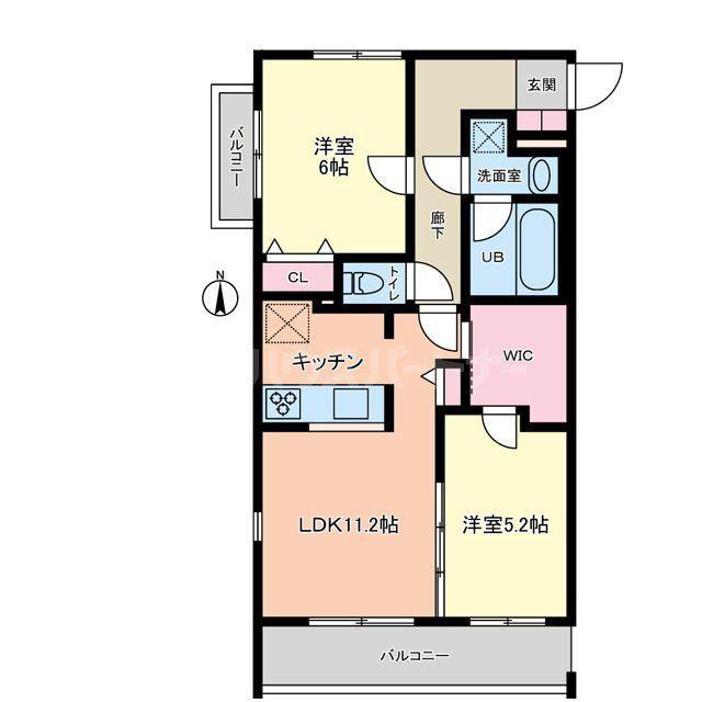モストンソラーレ(2LDK/2階)の間取り写真