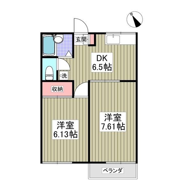 チェリー桜木II(2DK/2階)の間取り写真