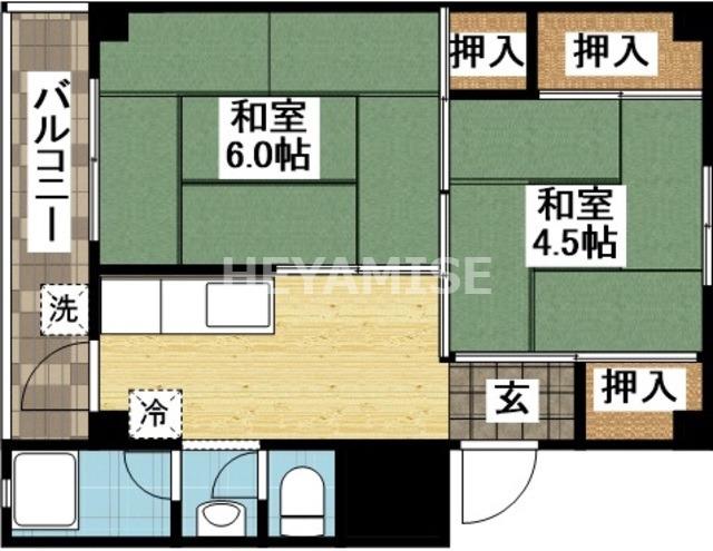 ビレッジハウス末石3号棟(2K/5階)の間取り写真