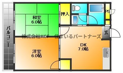 セリエ諏訪野(2DK/3階)の間取り写真