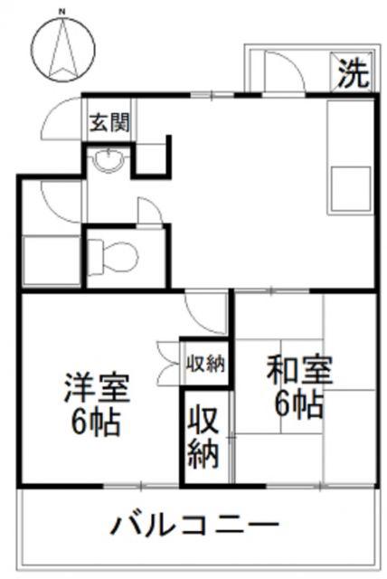 ヒルズ司I(2DK/3階)の間取り写真