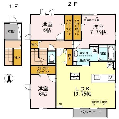 アウローラ(3LDK/2階)の間取り写真