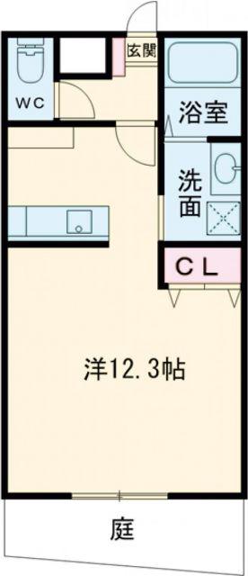 ベルクレスト大岩 参番館(ワンルーム/1階)の間取り写真