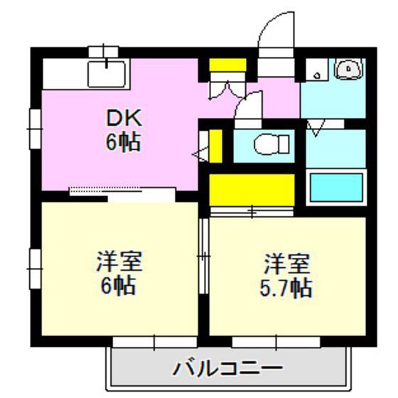 ガーデンクレスト(2DK/2階)の間取り写真