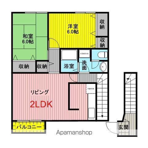 エクセレントドムス(2LDK/2階)の間取り写真
