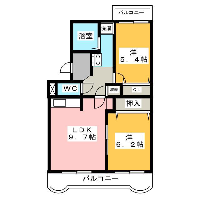 エルディ向宿(2LDK/3階)の間取り写真