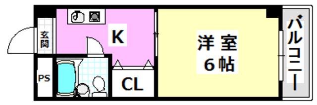 ハッピーハイツ(1K/4階)の間取り写真