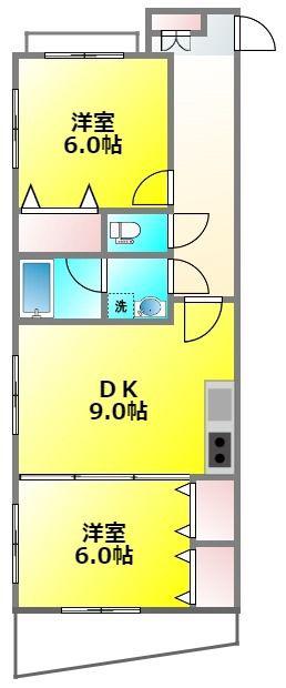 パレスチェリーロード(2DK/1階)の間取り写真