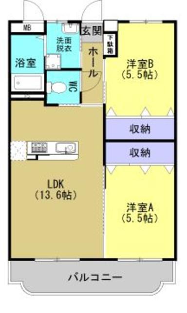 ユーミー桂川(2LDK/2階)の間取り写真