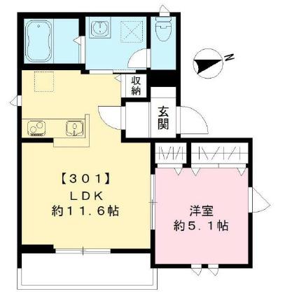 ルピニョン(1LDK/3階)の間取り写真