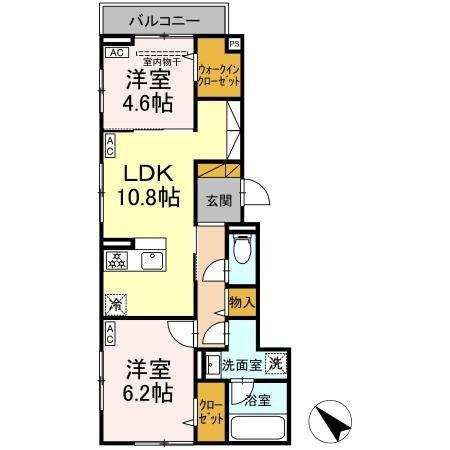 D-LUPINUS(2LDK/2階)の間取り写真